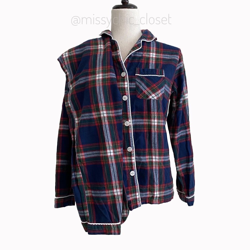 Gilligan & O’Malley Women’s Navy Blue Plaid Pajama Set, Size XS